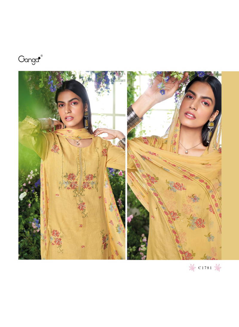 Shelah By Ganga Linen Solid Embroidery Dress Material Wholesale Market IN Surat